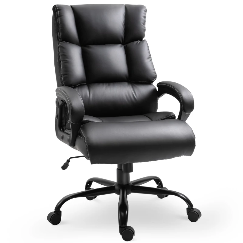 Vinsetto Ergonomic Heavy-Duty Office Chair with Adjustable Height, PU Leather, Rocker, 360° Swivel, 400lbs Capacity, Black