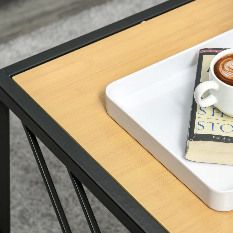 HOMCOM Modern End Table, Accent Side Table with Metal Frame for Living Room, Black