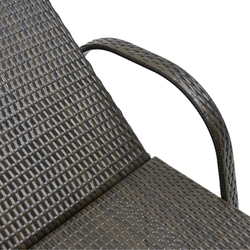 Outsunny Outdoor Chaise Lounge, 5-Level Adjustable Backrest Rattan Pool Lounge Chair with Wheels, Cushion & Headrest, Cream