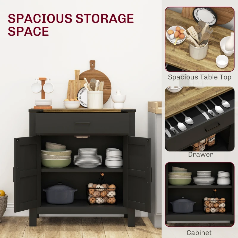 HOMCOM 32.5" Farmhouse Storage Sideboard Buffet Cabinet with Drawer and Shelf for Living Room Entryway White