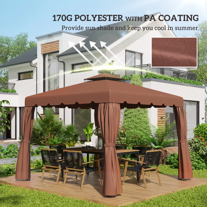 Outsunny Model 84C-051 or 84C-269 10' x 10' Gazebo Replacement Canopy, Coffee