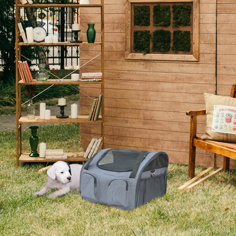 PawHut 3in1 Pet Car Booster Seat Dog Carrier Travel Bag Gray