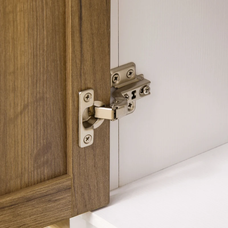 HOMCOM Farmhouse Sideboard, Storage Cabinet with 2 Doors and Shelves Kitchen, Living room, 30.9" x 15.4" x 30.9", Dark Oak