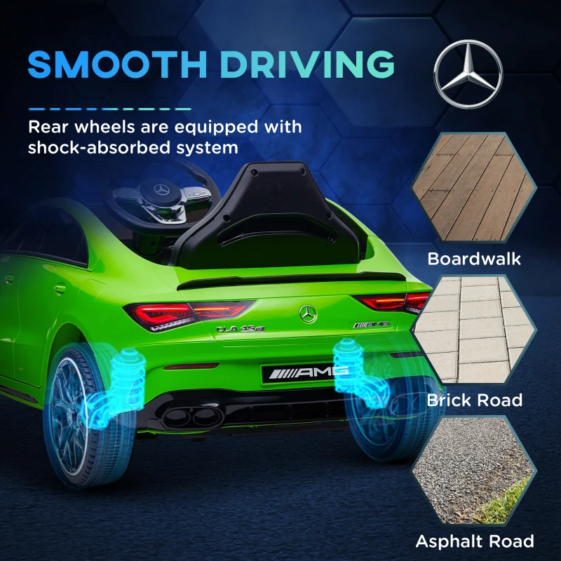 Qaba Mercedes-Benz AMG Licensed 12V Kids Ride on Car with Remote Control, Rear Suspension, LED Lights, Music, Green