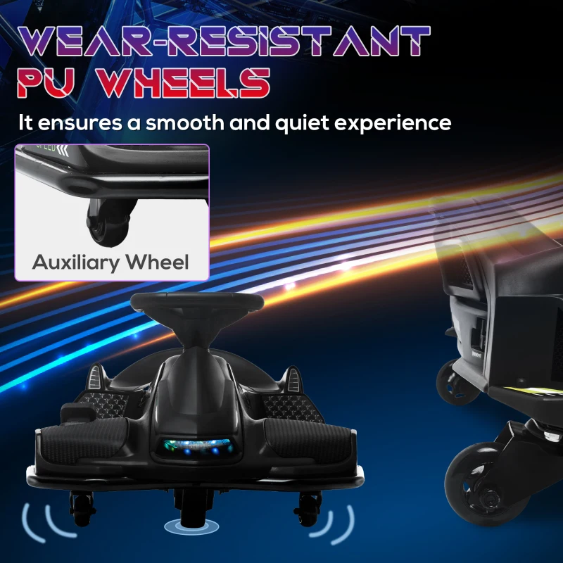 Aosom 12V Electric Drifting Go Kart w/ Slow Start, Music, Lights, Black