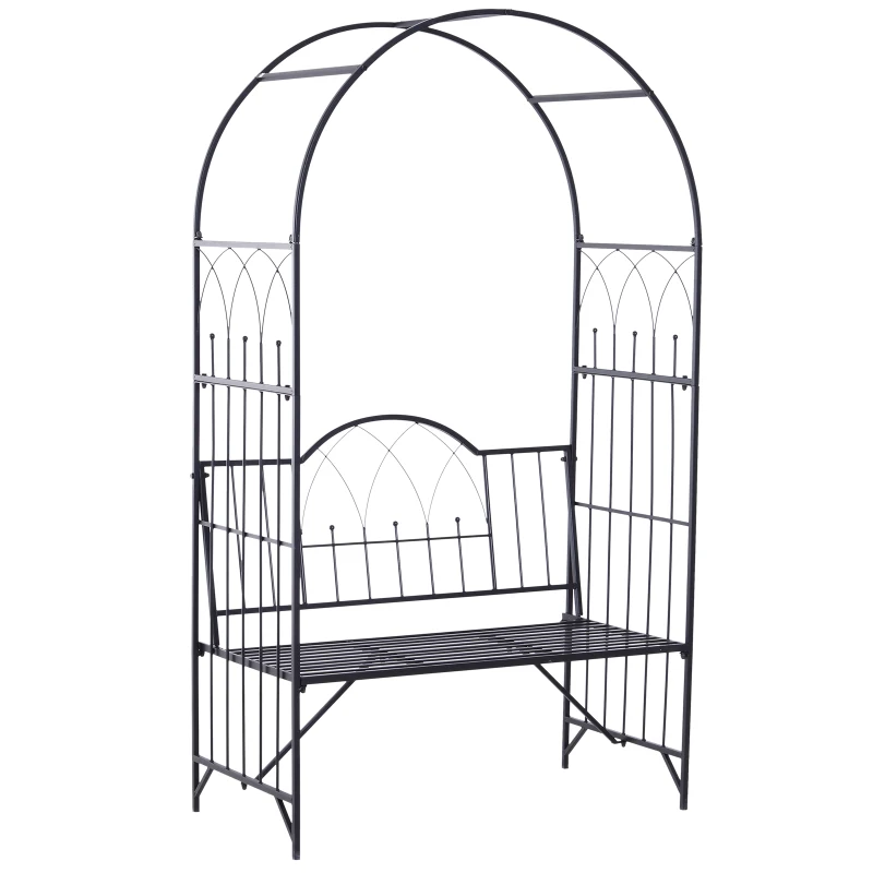 Outsunny 43" Garden Arbor Bench Trellis for Vines Climbing Plant Outdoor Decor Arch- Black