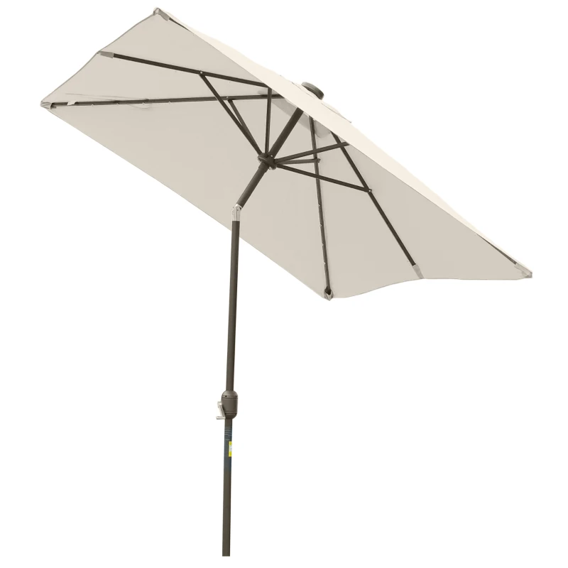 Outsunny 6' x 10' Patio Umbrella with 22 LED Solar Lights and Tilt, Rectangular Outdoor Table Umbrella with Crank, Beige