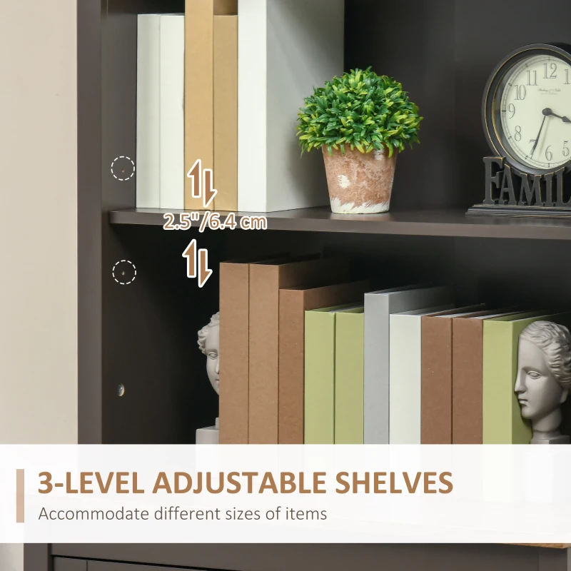 HOMCOM 70" Kitchen Hutch, Freestanding Storage Pantry Cabinet with Adjustable Shelves and Open Countertop, Coffee