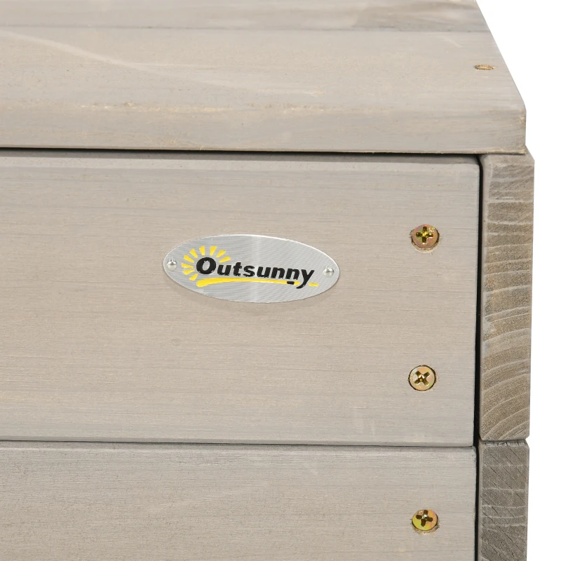 Outsunny Kids Sandbox with Canopy, Bench Seats Wooden Sand Pit, Backyard Toy with Chalkboard, Tic Tac Toe Game, Gift for Girls and Boys, Ages 3-7