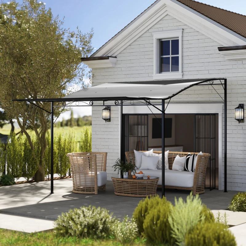 Outsunny 10' x 8' Outdoor Pergola and Patio Gazebo for Garden, Camper, Deck, Doors and Windows, Dark Gray