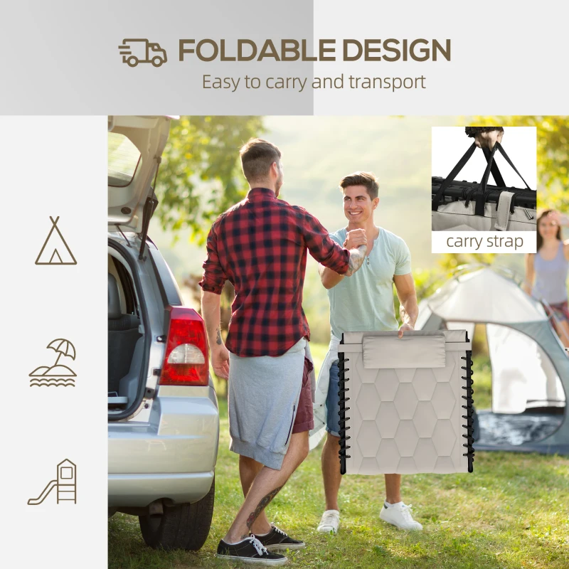 Outsunny Folding Chaise Lounge Set with Reclining Back, 25.6" x 74" x 14.2", Khaki