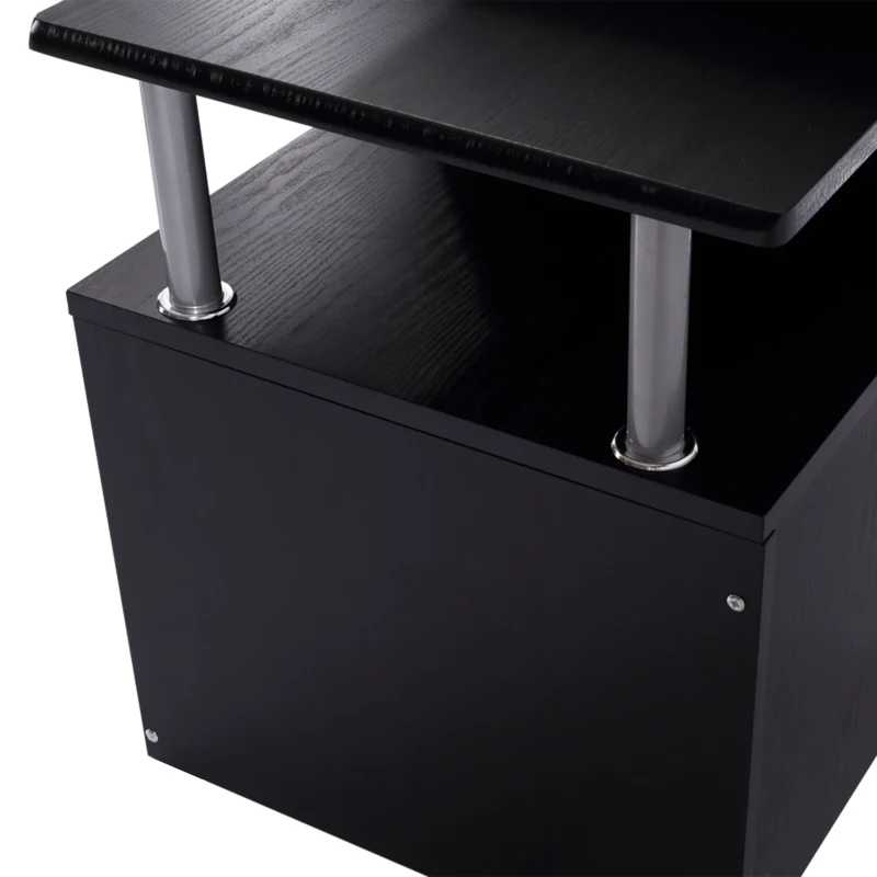 HOMCOM Wood Computer Desk Table Laptop Workstation with Storage Shelf Drawer Office Home Black
