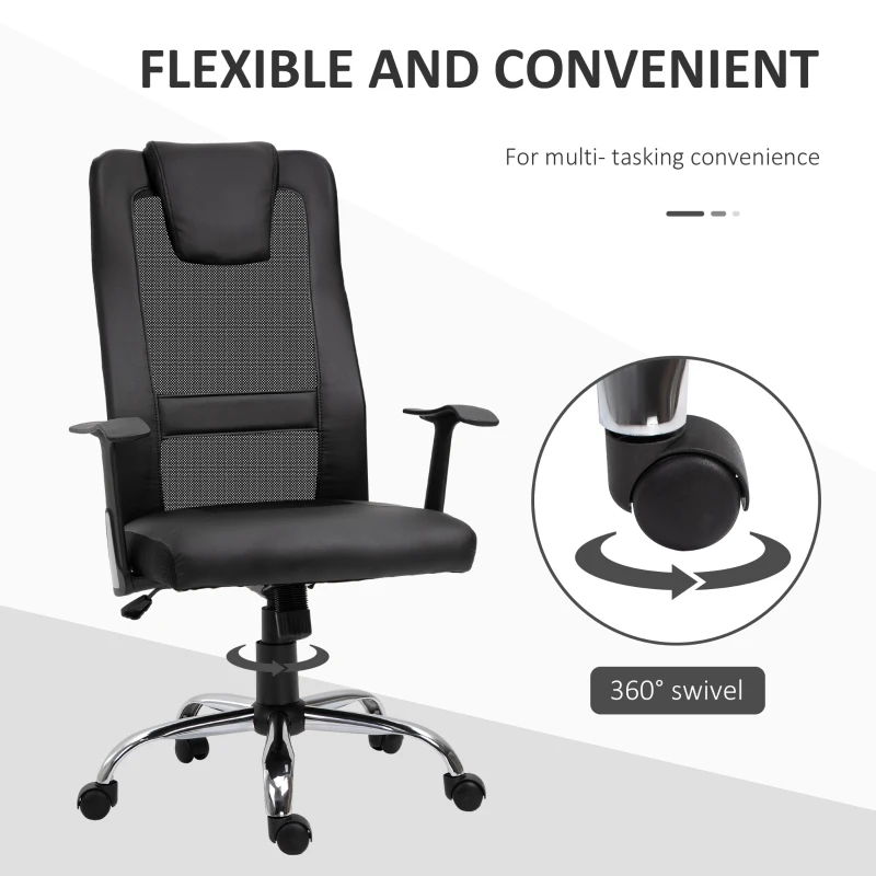 Vinsetto Ergonomic Office Chair with Thick Padded Headrest, Mesh Computer Desk Chair with Tilt Function, Armrest, Black