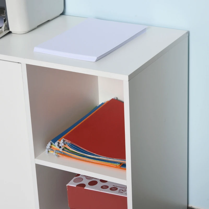 Vinsetto Mobile File Cabinet and Printer Stand for Home Office, Mobile Printer Table with 4 Open Storage Shelves, Door Cabinet, Wheels, White