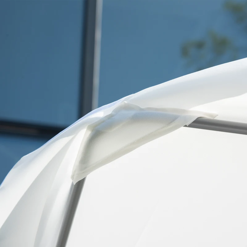 Outsunny Patio Double Chaise, Outdoor Lounge Bed with Canopy and Headrest Pillow, Portable Patio Sunbed Hammock Lounger, Cream White