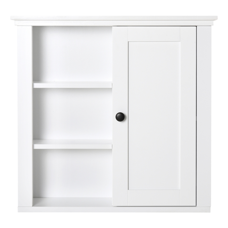HOMCOM Bathroom Wall Cabinet, Wall Mounted Medicine Cabinet with 3 Open Shelves and Storage Cupboard for Laundry Room, White