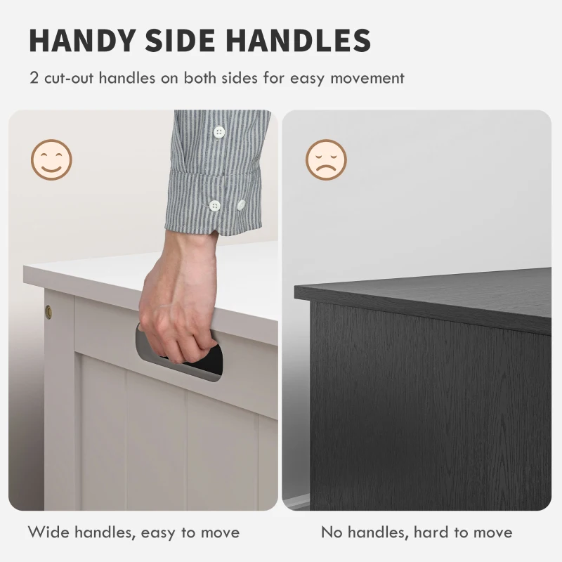 HOMCOM 39.4" Storage Trunk w/ 2 Safety Hinges, Wooden Storage Bench w/ Side Handles, Storage Chest for Playroom, White