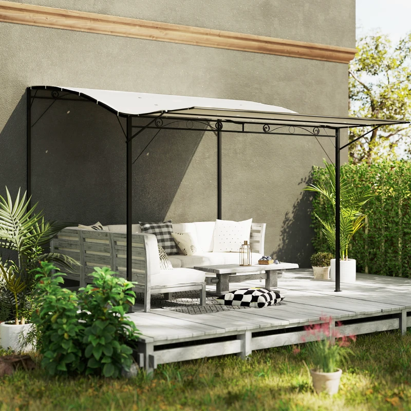 Outsunny 10' x 8' Outdoor Pergola and Patio Gazebo for Garden, Camper, Deck, Doors and Windows, Cream White
