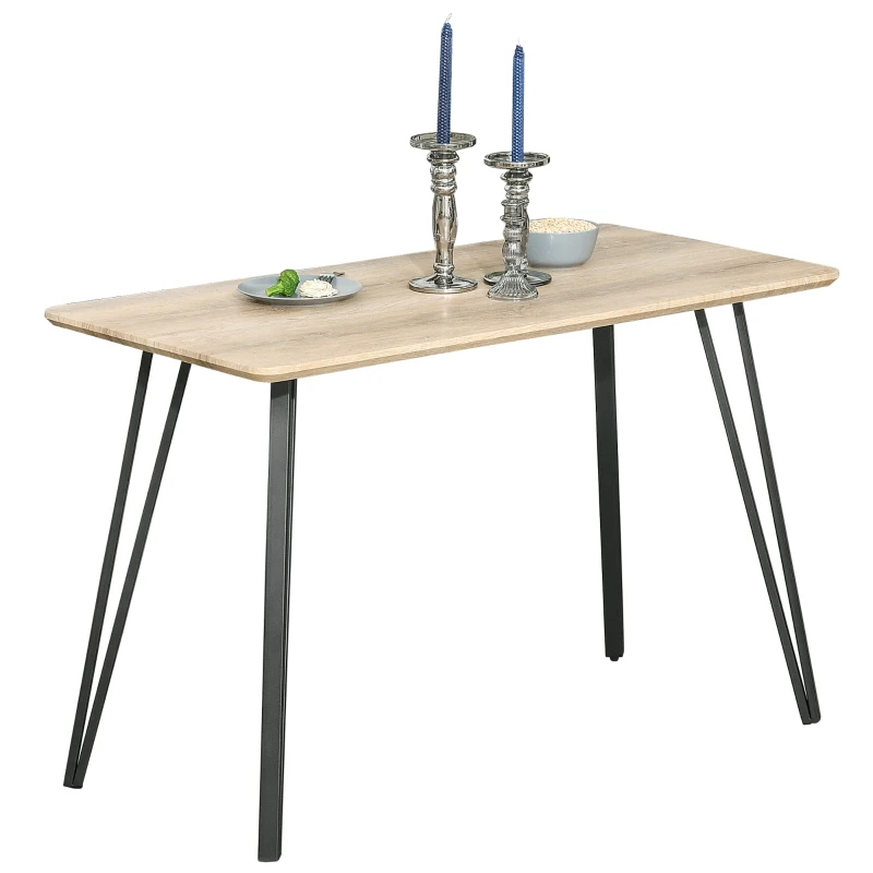 HOMCOM Rustic Rectangular Dining Table Kitchen Table with Metal Hairpin Legs for Dining Room, or Living Room 47.25" x 23.5" x 29.5", Natural