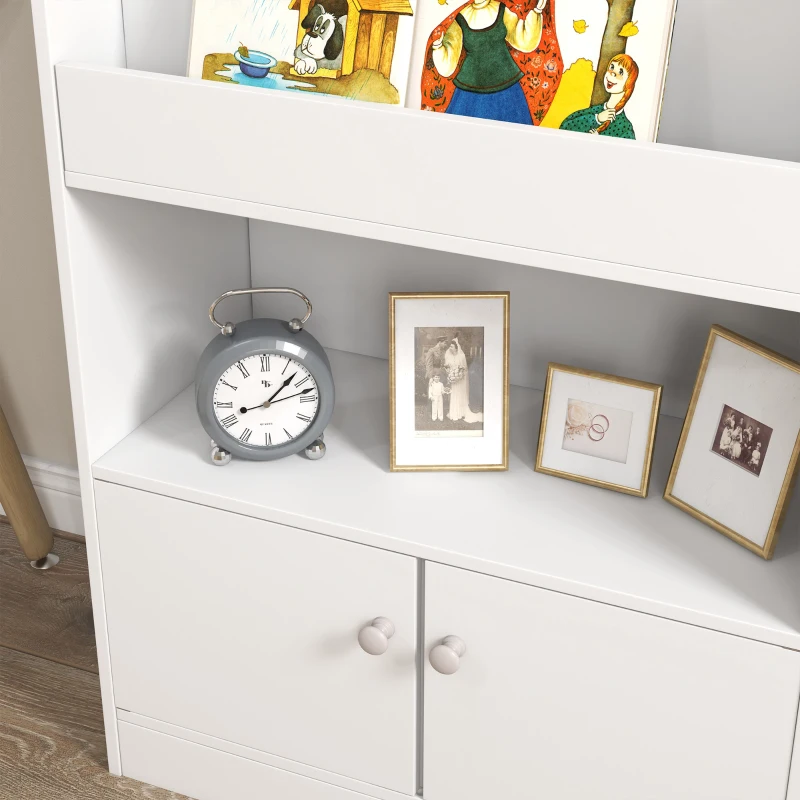 Qaba Toy Storage Organizer Shelf, Kids Bookshelf for Bedroom, Playroom, Nursery, White