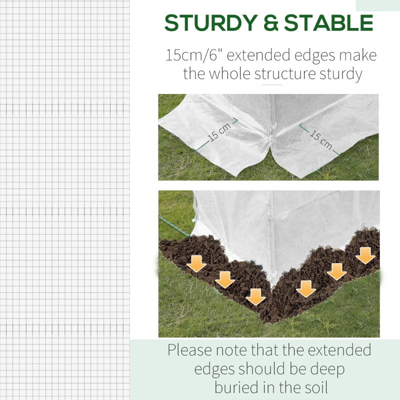 Outsunny 19.7' x 9.8' x 6.6' Plastic Greenhouse Cover Replacement, Heavy Duty Waterproof Tarp for Hoop House, Sheeting with 12 Windows, Door & Reinforcement Grid, White(m-5)