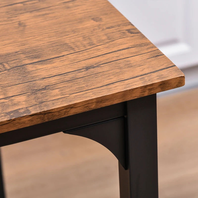 HOMCOM 5-Piece Counter Height Bar Table with Space-Saving Design, Square Kitchen Table and Chairs Set with Footrest, Metal Legs, Industrial Dining Table Set for 4, Walnut