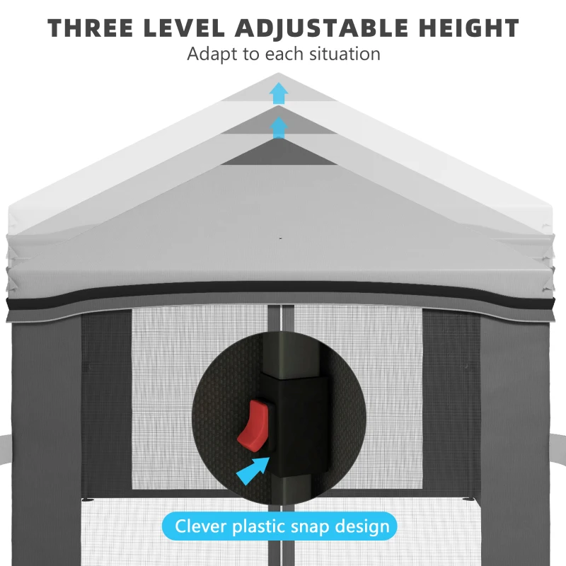 Outsunny 10' x 10' Foldable Tent, Pop Up Canopy with Netting, Bag, Adjustable Height for Party, Outdoor, Garden, Patio, Grey