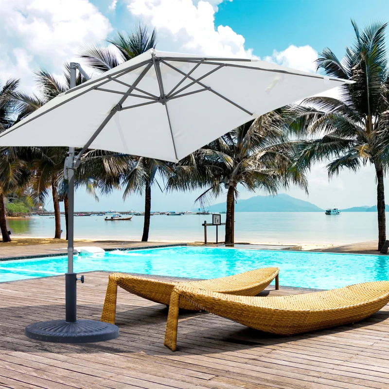 Outsunny 31 lbs Resin Round Market Umbrella Base Holder 19" Decorative Parasol Stand for Patio, Outdoor, Backyard, Bronze