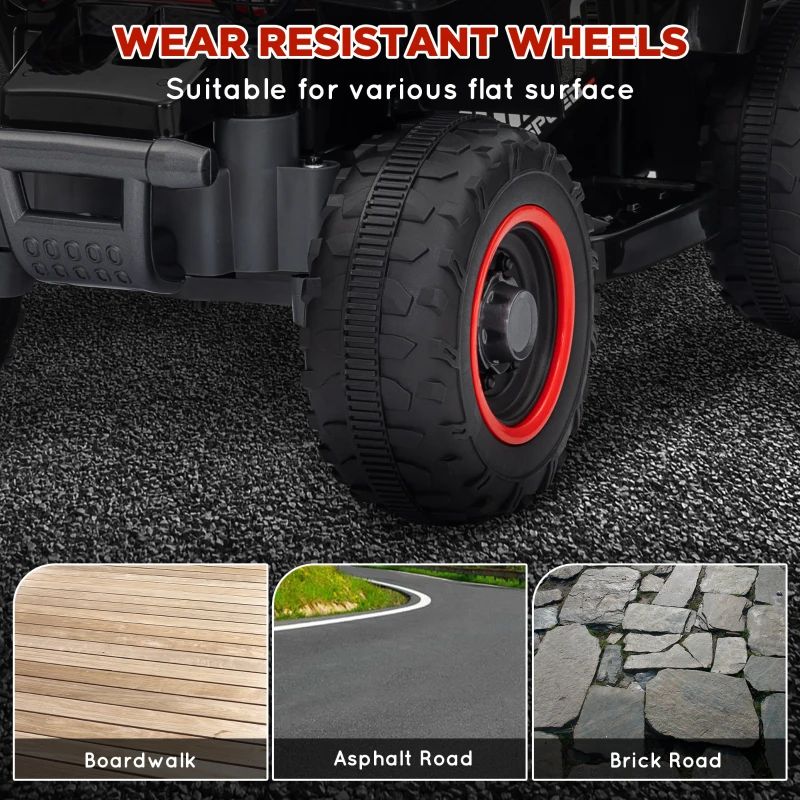 Qaba 6V Kids ATV Quad, 4 Wheeler Battery Powered Electric Ride on Car w/ Lights, Forward Backward, Black