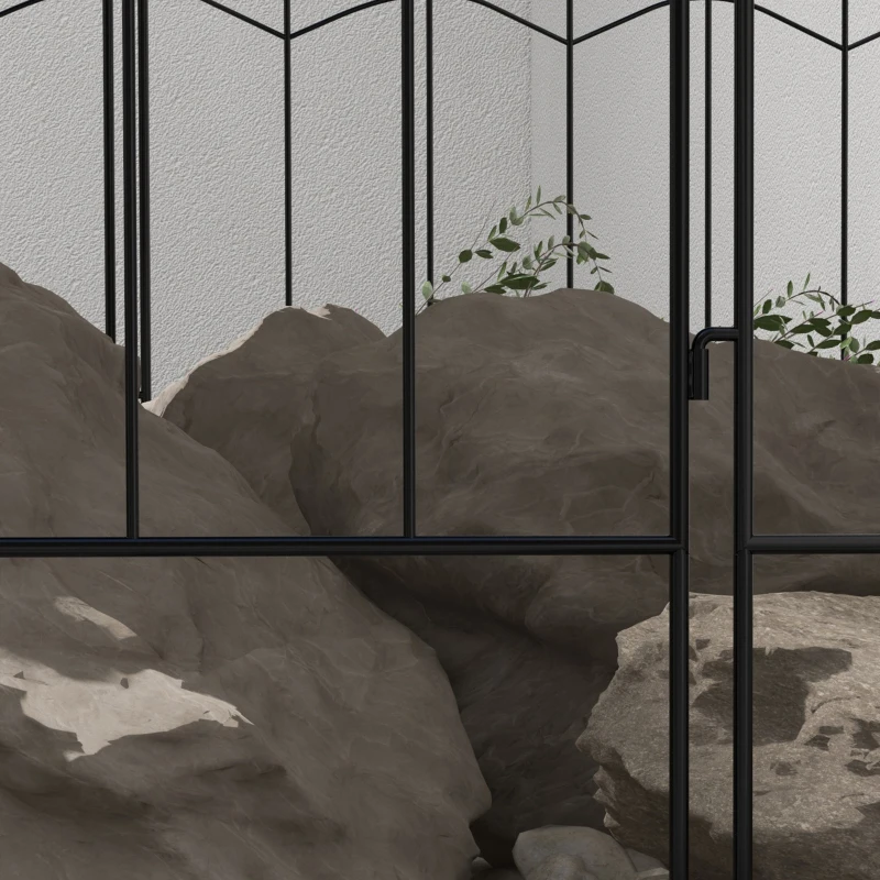 Outsunny 4 Pack Garden Fencing for Yard, Decorative Fence Panels as Animal Barrier and Flower Edging, Circle, Black, Wave