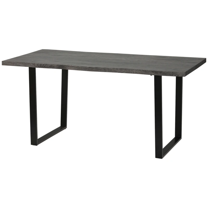 HOMCOM 63" Wavy-Edge Modern Dining Table for 6 People, Wooden Kitchen Table, Metal Legs, Rectangle Dinner Table, Gray