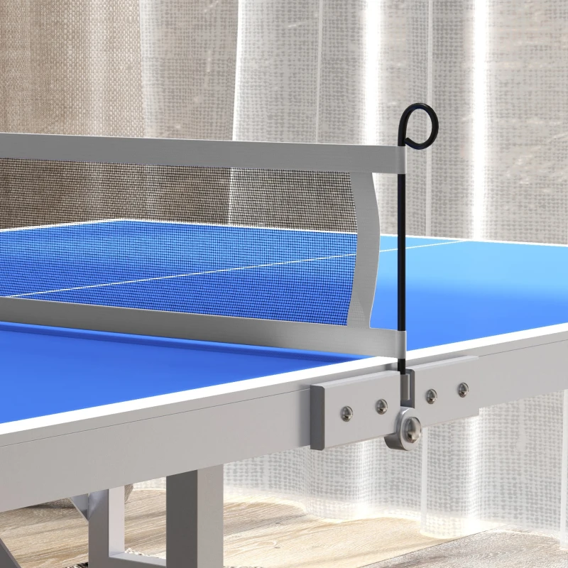 Soozier Portable Ping Pong Table Set, Foldable Table Tennis Table with Net, 2 Paddles, 3 Balls for Outdoor Indoor, Blue