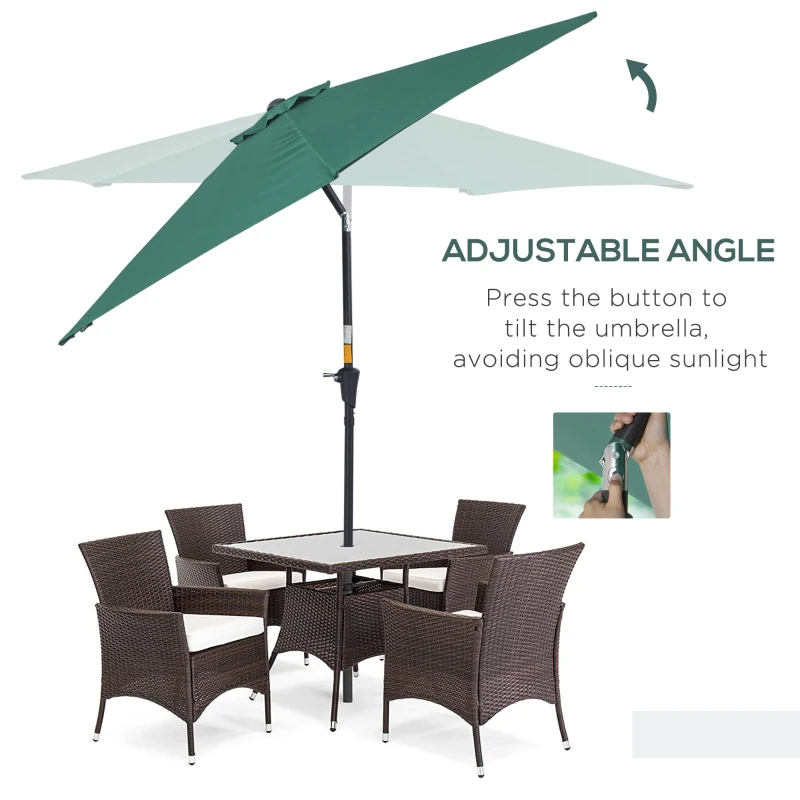 Outsunny 8.5FT Patio Umbrella, Round Garden Parasol with 6 Ribs, Market Sunshade Tilt Canopy w/ Crank Handle for Outdoor, Green