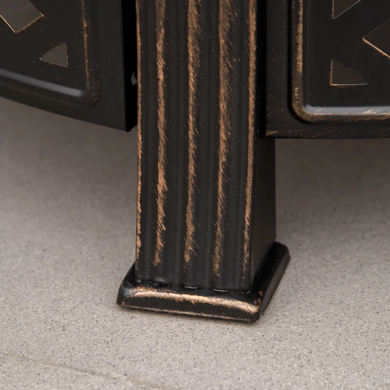 Outsunny Outdoor Fire Pit, Firepit with Grill Net, Mesh Lid, Poker, for Camping, Bonfire, Picnic, Bronze