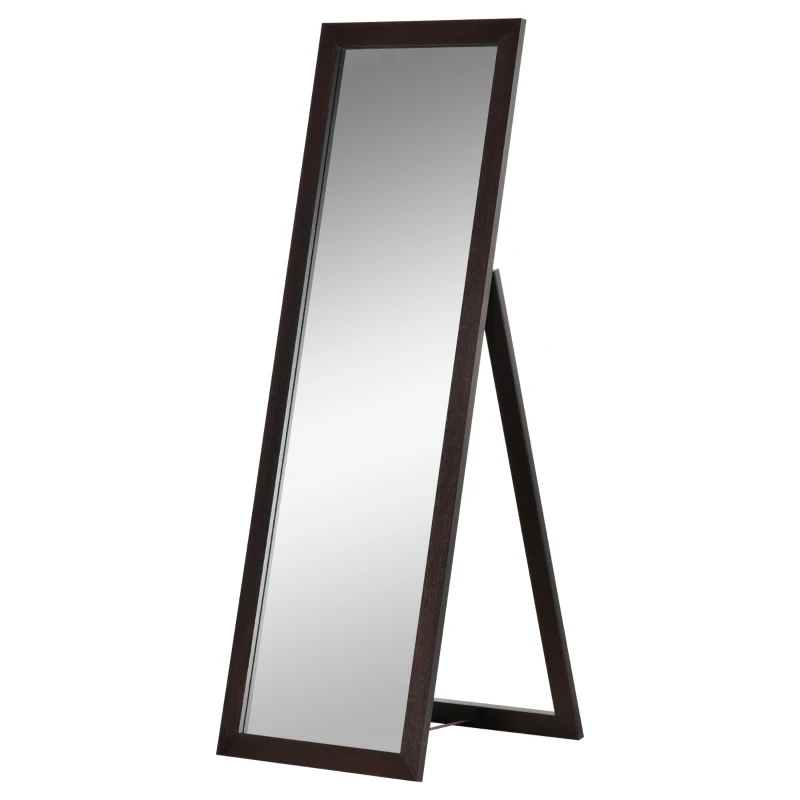 HOMCOM 58" x 20" Full Length Mirror with Frame, Floor Standing Mirror, Rectangular Full Body Mirror for Bedroom, Living Room, Brown