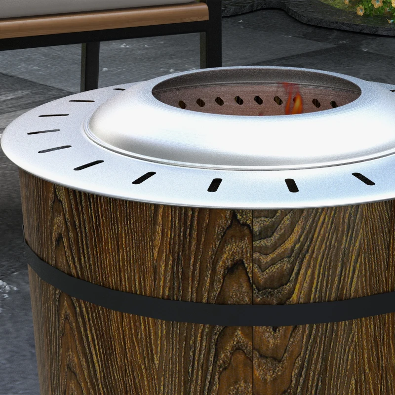 Outsunny Smokeless Fire Pit, Portable Camping Bonfire Stove with Mat for Backyard, Patio, Picnic, Magnesium Oxide, Brown