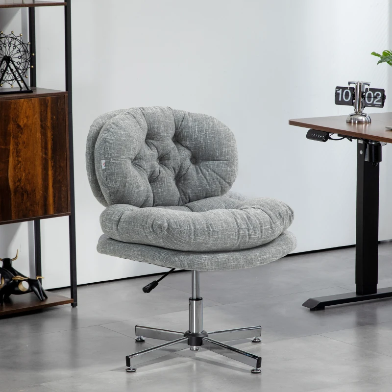 HOMCOM Computer Desk Chair, Armless Office Chair with Wide Padded Seat and Adjustable Height, Grey