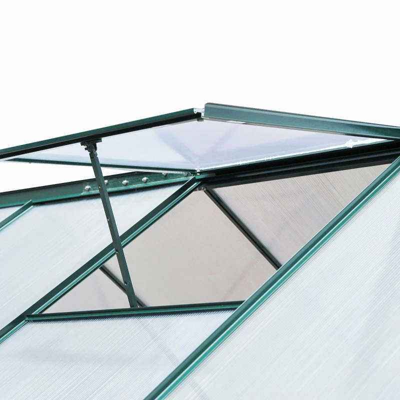 Outsunny 6' x 8' Outdoor Greenhouse with Rain Gutter and Roof Vent for Patio Backyard Dark Green