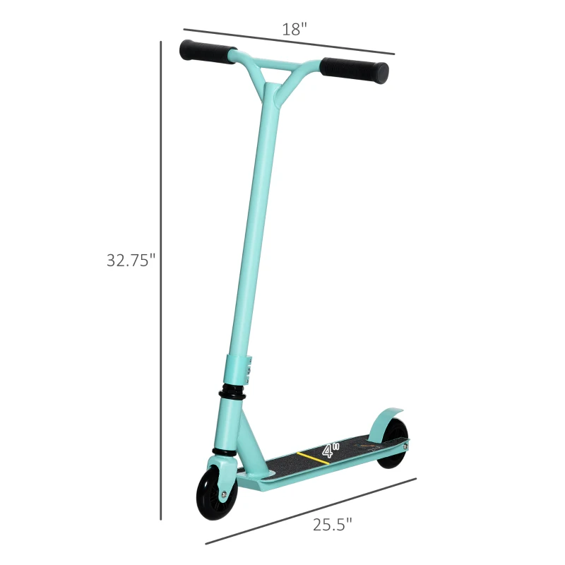 Aosom Stunt Scooter, Pro Scooter, Entry Level Freestyle Scooter w/ Lightweight Alloy Deck for 14 Years and Up Teens, Adults, Blue