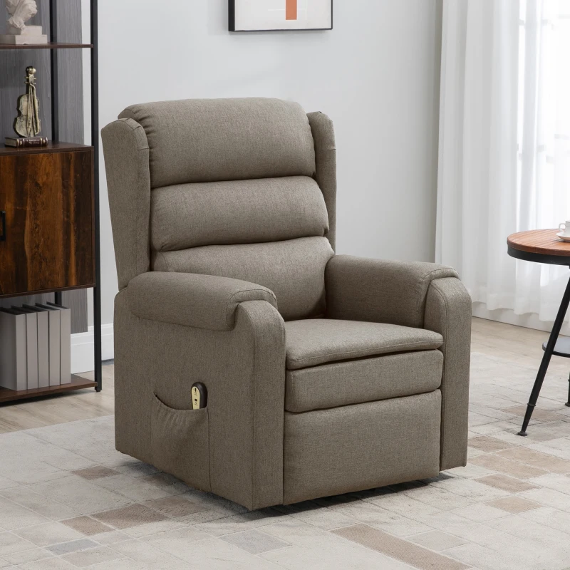 HOMCOM Lift Chair for Elderly, Power Chair Recliner with Footrest, Remote Control, Side Pockets for Living Room, Brown