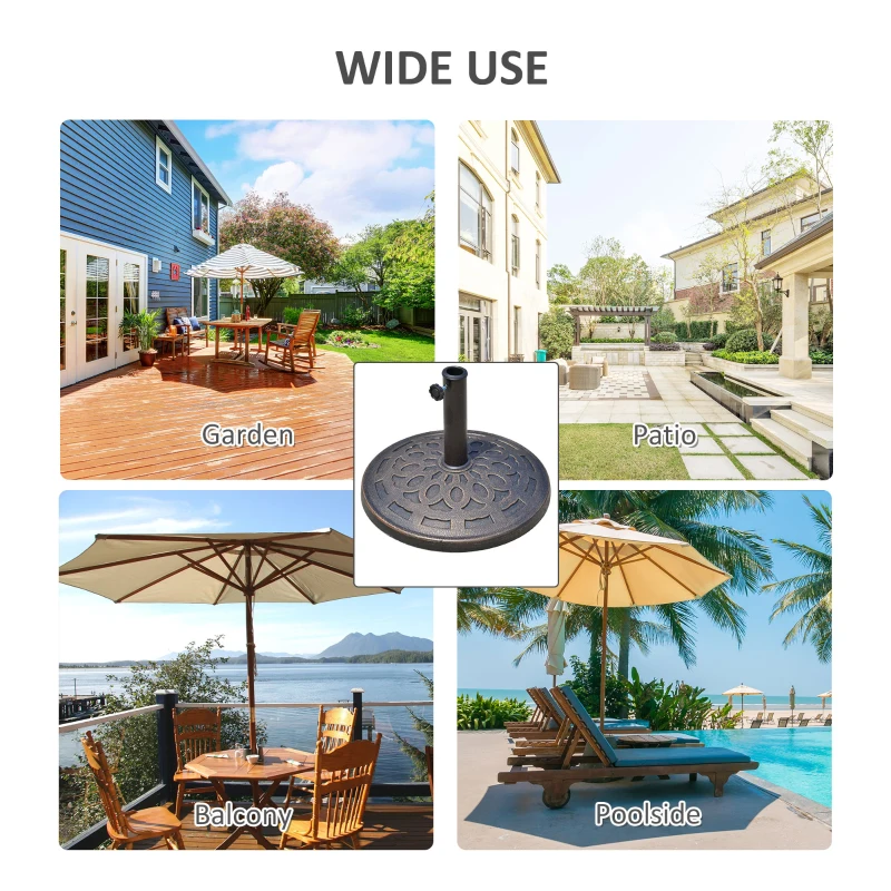 Outsunny 31 lb. Heavy Duty Patio Umbrella Base, Round Market Umbrella Base Holder for Outdoor, Garden, Backyard, Bronze