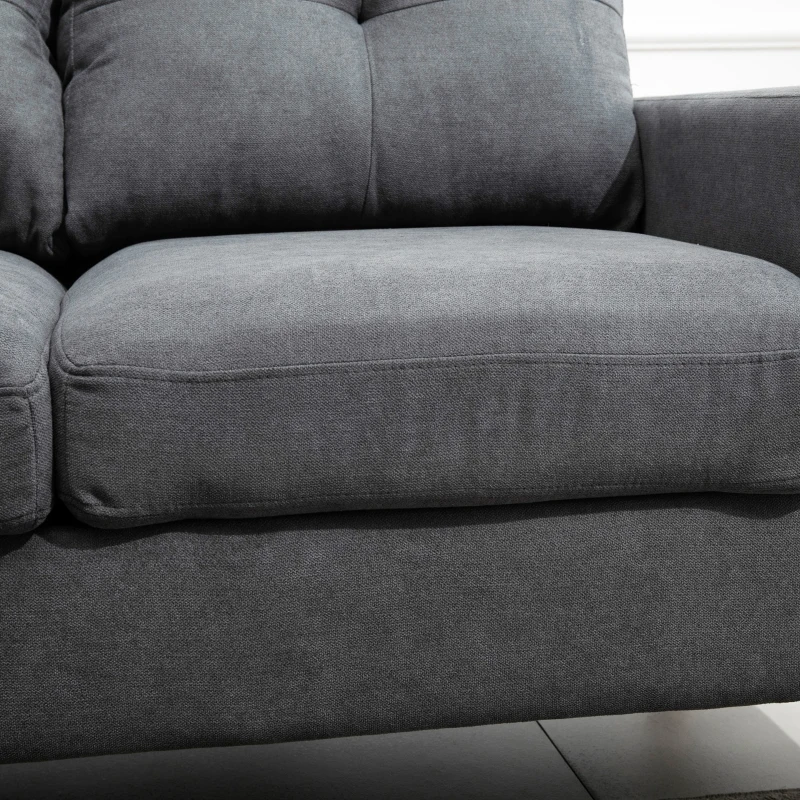 HOMCOM Sectional Sofa Couch, L Shaped Couch with Reversible Chaise, Wooden Legs for Living Room, Bedroom, Dark Grey