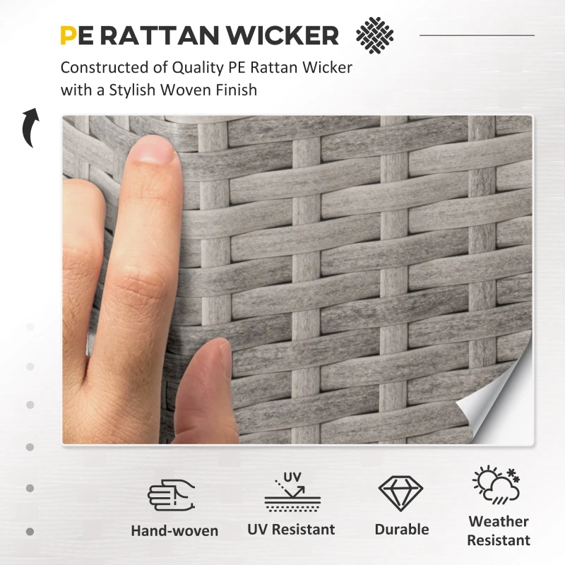 Outsunny 4-Piece Patio Furniture Sets Outdoor Wicker Conversation Set PE Rattan Sectional sofa set with Tempered Glass Coffee Table and Cushions for Backyard and Garden, Gray