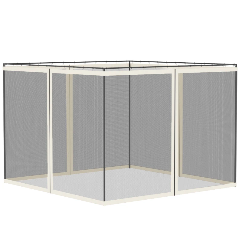 Outsunny Replacement Mosquito Netting for Gazebo 10' x 10' Black Screen Walls for Canopy with Zippers, White