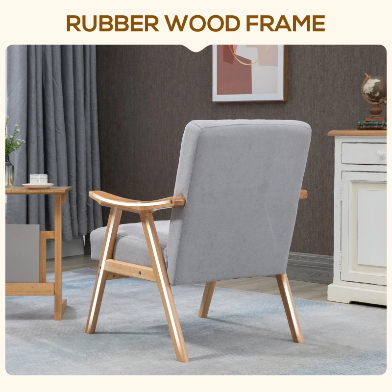 HOMCOM Soft Accent Chair Upholstered Arm Chair for Living Room Furniture Comfy Chair for Bedroom Living Room Chair Gray