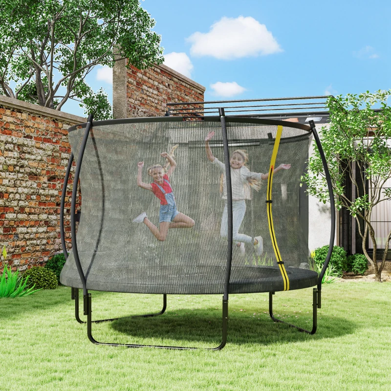 Soozier 10ft Outdoor Trampoline with Net Enclosure, Curved Poles and Safety Pad, ASTM Approved, Black