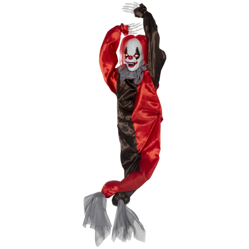Outsunny 36" Outdoor Halloween Decorations Hanging Clown, Sound and Motion Activated Animated Prop, Animatronic Décor with Light Up Eyes, Circus Music