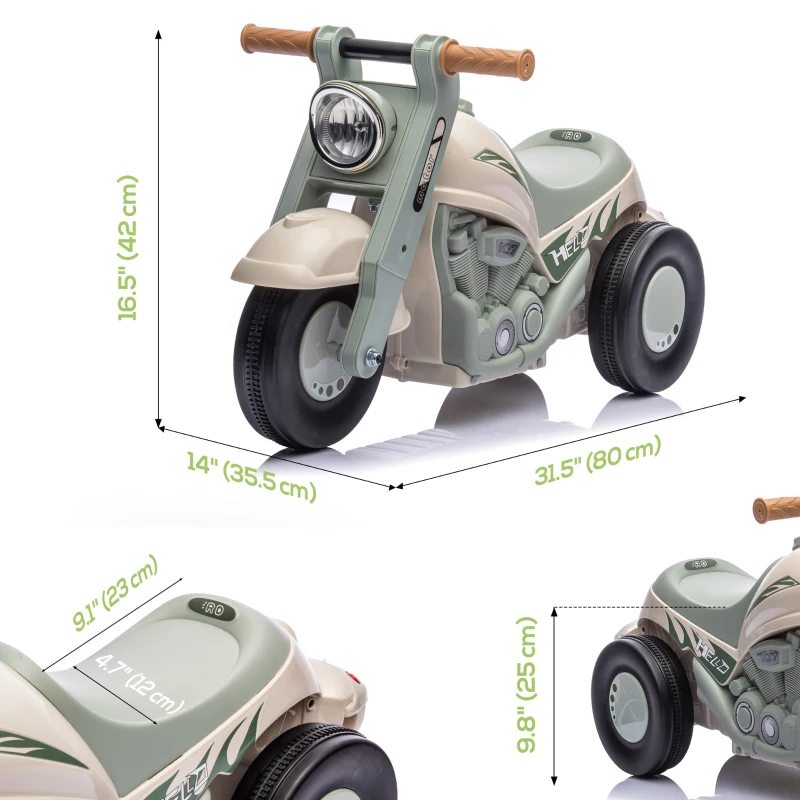 Qaba Foot to Floor Toddler Ride on Toy, Sliding Toddler Car with Music and Bubble, for 2-5 Years Old, Cream White