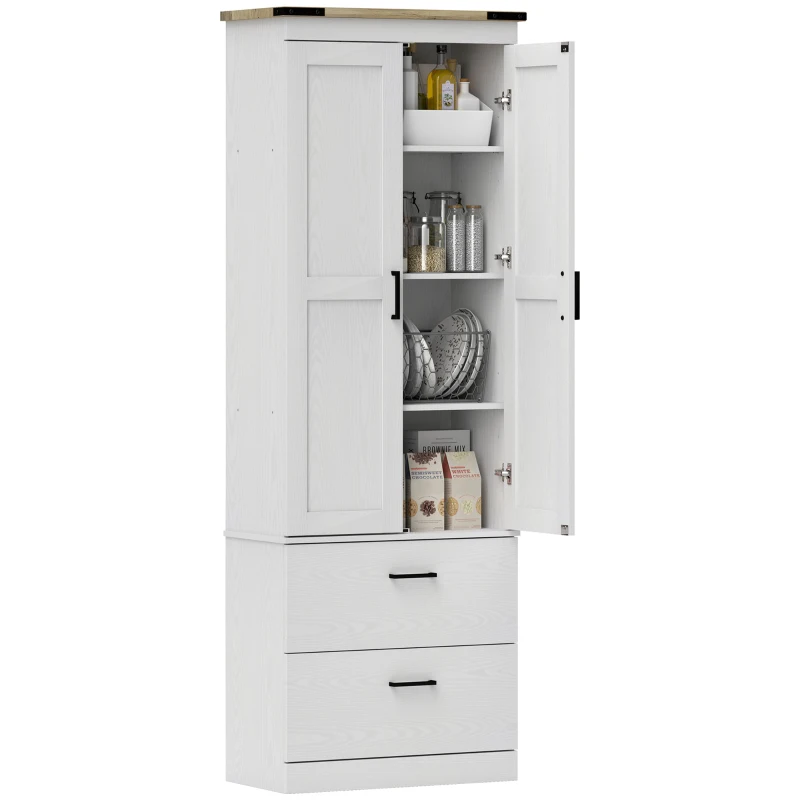 HOMCOM 67" Tall Kitchen Pantry Storage Cabinet, Kitchen Pantry Cabinet with Doors, Drawers and Adjustable Shelves, Cream White