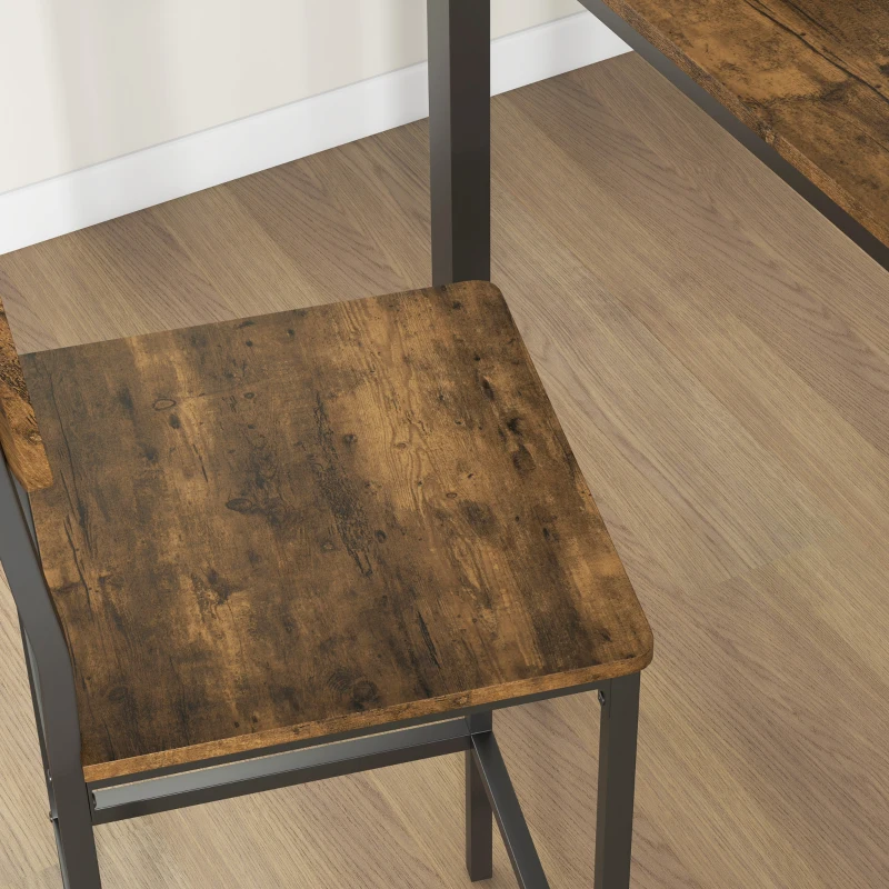 HOMCOM 3 Piece Pub Table and Chairs, Small Kitchen Table and Chairs, Square Dining Table with 2 Stools, Rustic Brown and Black